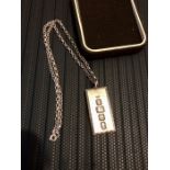 Silver Ingot pendant with silver chain