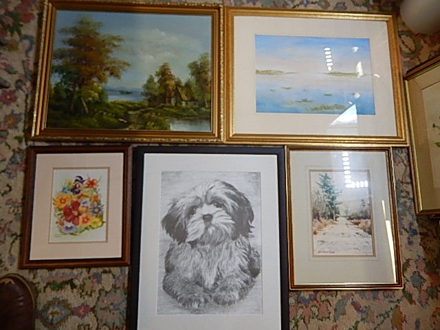 collection of framed pictures