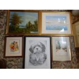 collection of framed pictures