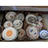 2 boxes of mixed china, mainly plates to include staffordshire, Ridgeway ironstone, Tams, Meakin