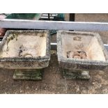 Pair of Square Concrete Pedestal Planters 20 x 20 inches 17 tall