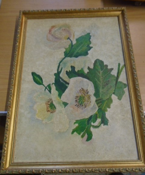 Elsie Elizabeth Guoss oil on board flowers 16 1/2 x 11 1/2 inches