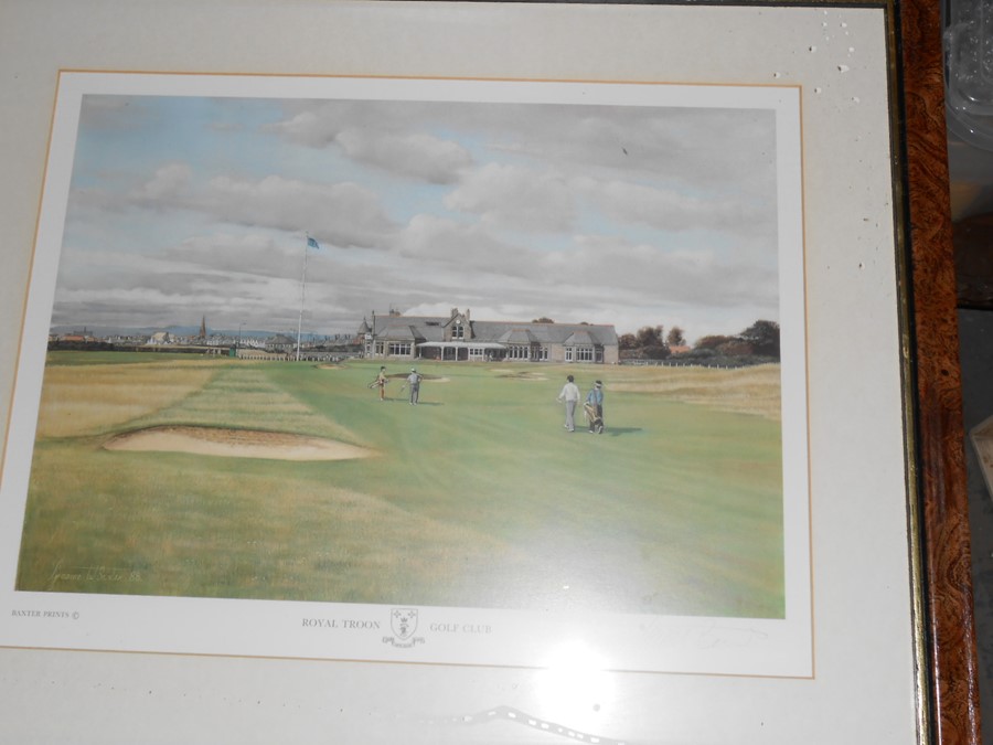 4 Framed Clown Golf Prints 26 x 34 cm and print of Royal Troon Golf Club Print 14 x 10 inches - Image 8 of 9