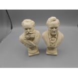 2 Plaster Busts of Gentlemen 7 inches tall