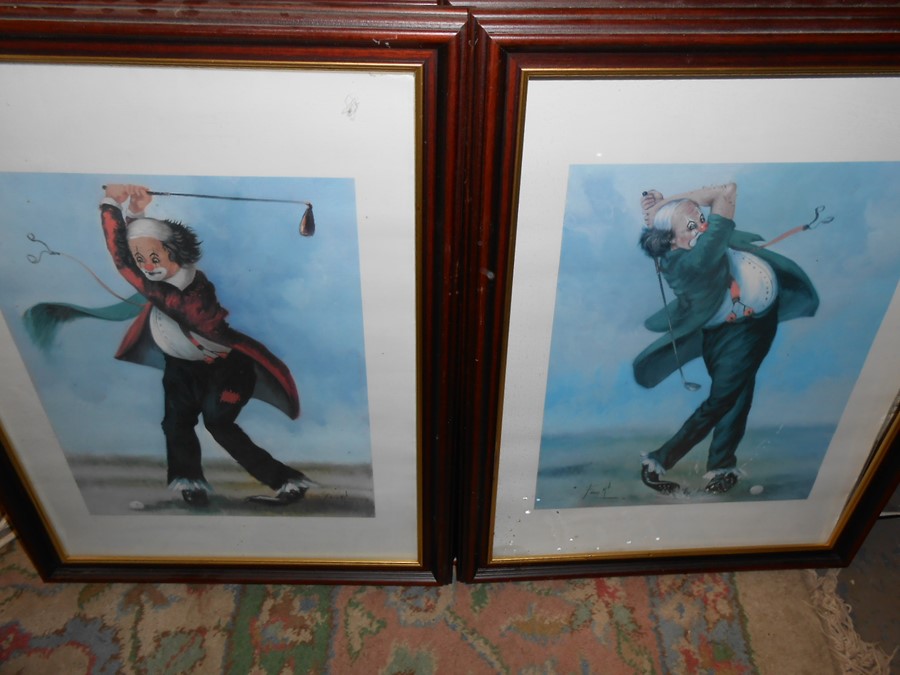 4 Framed Clown Golf Prints 26 x 34 cm and print of Royal Troon Golf Club Print 14 x 10 inches - Image 4 of 9