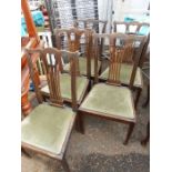 5 Oak Pierced Splat Back Chairs