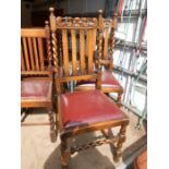 2 Pairs of Oak Barley Twist Chairs