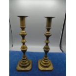 2 heavy brass candlesticks 30cm