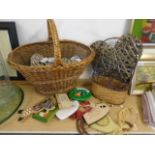 Basket, basket carrier, wicker hearts and signs