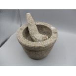 stone pestle and mortar 13hx16cm