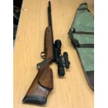 22 BSA Superstar, under lever air rifle with silencer and telescopic sight and light , Monte Carlo