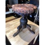 Victorian screw top mahogany piano stool ( has woodworm )