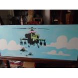 Banksy 'happy choppers' canvas print 122 x 51cm
