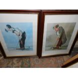 4 Framed Clown Golf Prints 26 x 34 cm and print of Royal Troon Golf Club Print 14 x 10 inches