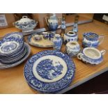 quantity of blue and white china including Delft