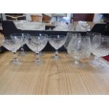 5 cut champagne glasses, brandy glasses 2 boxes of glassware