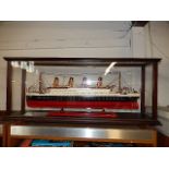 Cased model of the Titanic 38"w 15.5"h 9"d. case is perspex, not glass