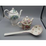 Sadler 'old chintz' teapot, Royal Standard 'forget me not' Villeroy and boch boxed ladle