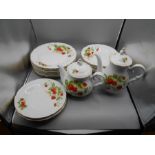 Czechoslovakian part Strawberry Pattern Dinner Service. plates 7 x 25 cm 2 x 22cm 6 x 17 cm 6