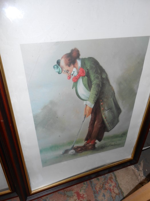 4 Framed Clown Golf Prints 26 x 34 cm and print of Royal Troon Golf Club Print 14 x 10 inches - Image 3 of 9