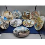 9 picture plates 4 ships, 4 London job scenes and a steam train