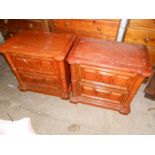 Pair of 2 draw bedside chests ( missing handles ) 26 inches wide 16 deep 24 tall