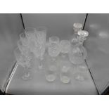 2 Heavy Lead Crystal Decanters and assorted Glasses