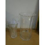 cut glass vase and tall floor vase (32cm)