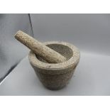 stone pestle and mortar 15x18cm