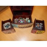 costume jewellery in wooden decorative box
