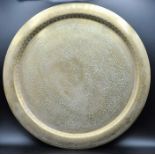 Circular Benares brass tray 50cm diam.