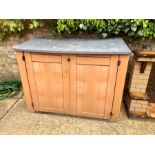 Garden storage box with 2 front doors and lift up lid. HINGES BROKEN ON FRONT DOORS need replacing