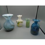 4 glass vases