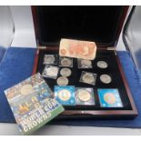 Wooden Coin Storage Case 12 x 10 1/2 missing top tray and contents comprising of Ten Shilling Note ,