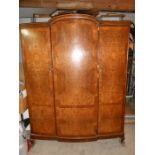 Birds eye maple veneered 3 door wardrobe 64 inches wide 78 tall 19 deep