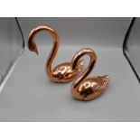Pair of Coppered Swans tallest 9 inches