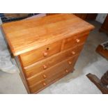 Modern Pine 2 Short over 3 long chest of drawers 33 inches wide 35 tall 17 deep ( missing back