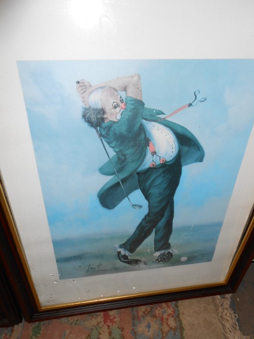 4 Framed Clown Golf Prints 26 x 34 cm and print of Royal Troon Golf Club Print 14 x 10 inches - Image 5 of 9