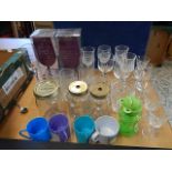 Crystal whole bottle of wine glasses plus other glasses and childrens cups