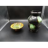 vase and welsh pottery dish