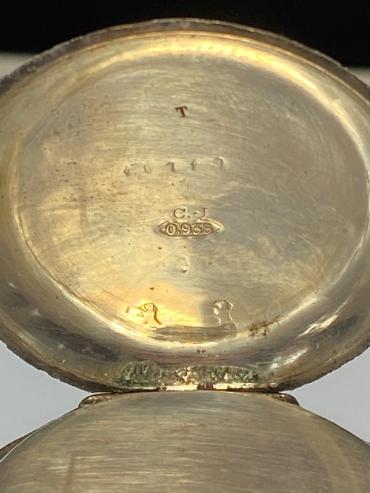 A ladies swiss open face pocket watch, white dial with Roman numerals and gilt scroll decoration, - Image 6 of 7