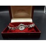 Ladies sterling silver Rotary watch with pearl face.