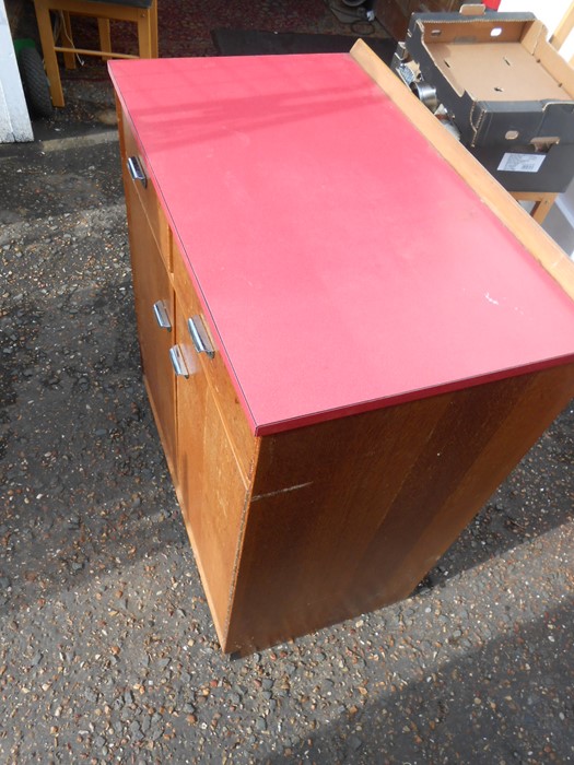Retro Whiteleaf Red Formica Topped Cabinet 30 inches wide 35 tall 18 deep - Image 2 of 7