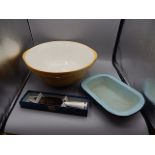 T &G gripstand mixing bowl, enamel tin and a royal worcester cake slice in box