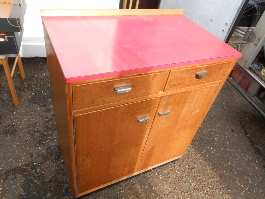 Retro Whiteleaf Red Formica Topped Cabinet 30 inches wide 35 tall 18 deep - Image 5 of 7