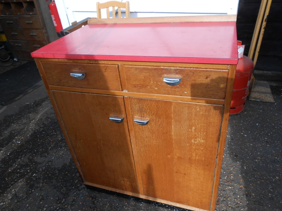 Retro Whiteleaf Red Formica Topped Cabinet 30 inches wide 35 tall 18 deep