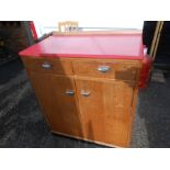 Retro Whiteleaf Red Formica Topped Cabinet 30 inches wide 35 tall 18 deep