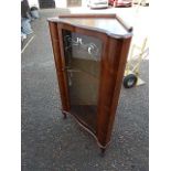 Vintage Corner Display Cabinet on pad feet