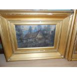 E Rallent ? pair of oils on canvas of Thatched Cottage and Woods 19th century both signed middle