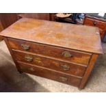 Antique Oak 3 drawer chest with Art Deco design on handles. Very heavy ( was originally a dressing
